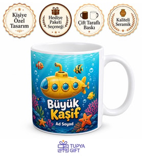 Çocuğa Hediye İsimli Denizaltı Temalı Baskılı Kupa Bardak Özel Tasarım