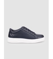 %100 Hakiki Deri Lacivert Bağcıklı Erkek Sneaker