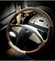 DİKİŞLİ DİREKSİYON KILIFI BEJ DERİ KAHVE DERİ SİYAH DİKİŞ FORD 3230 İCİN