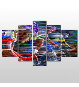 Bisikletçiler Kanvas Tablo 140x80cm (Karışık)