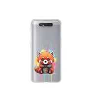Samsung Galaxy A80 ile Uyumlu Splash Tilki Tasarımlı Şeffaf Silikon Kılıf