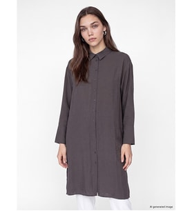 LCW Modest Antrasit Modal Karışımlı Oversize Kadın Gömlek Tunik