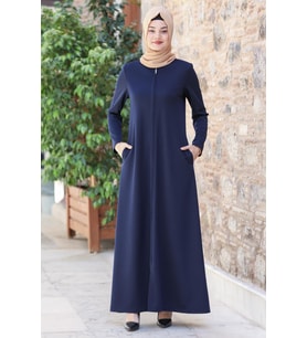Nisa Fermuarlı Ferace Lacivert SN58