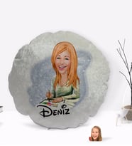 BK Gift Kişiye Özel İsimli Kadın Hakim Karikatürlü Yuvarlak Dekoratif Kırlent Yastık-1