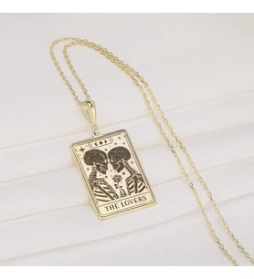 Kişiye Özel The Lovers Tarot Kolye 925K Gümüş (Gold)