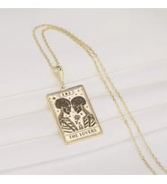 Kişiye Özel The Lovers Tarot Kolye 925K Gümüş (Gold)