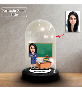 Kişiye Özel Karikatür Kadın Öğretmen Tasarımlı Fanus Biblo, Öğretmene Hediye, Öğretmenler Günü, Öğretmenler Günü Hediyesi,, FN231