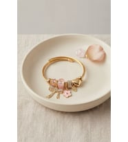Fiyonk Charmlı Pembe Renk Gold Bileklik