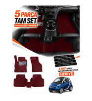 SMART FORTWO (2007-2014) Uyumlu EVA Oto Paspas Metal Topukluklu Havuzlu 5 Parça Bordo
