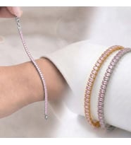 Moncuk Design 4mm Pembe Zirkon Taşlı Ayarlanabilir Su Yolu Kadın Bileklik 3351KBV4D6