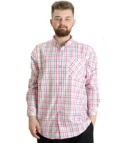 Mode XL Büyük Beden Erkek Gömlek Ekose Uzun Kollu 23300 Su Yeşili
