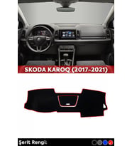 Skoda Karoq (2017-2021) 3d Torpido Koruma Kılıfı - Ön Göğüs Kaplama - Kırmızı Şerit