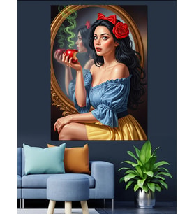 Zehirli Elmalı Yetişkin Snowwhite Dekoratif Kanvas - Mdf Ahşap Tablo