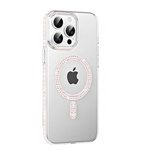 Northcity iPhone 15 Pro ile Uyumlu Magsafe Taşlı Kılıf - Gümüş