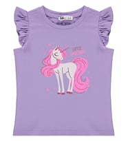 Civil Girls Unicorn Baskılı 2-5 Yaş Tişört - Lila