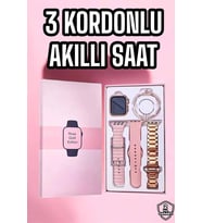 Mey İthalat® Akıllı Saat Amoled Ekran 3 Kordonlu Aksesuar Hediyeli Sesli Görüşme