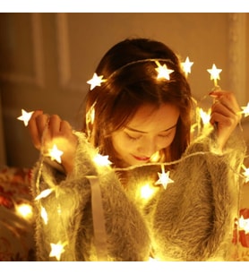 YÜKSEK KALİTE 5 METRE GÜN IŞIĞI YILDIZ LED IŞIK SABİT YANAR 20 LED LAMBALI FİŞLİ NOEL YILBAŞI IŞIĞI