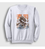 Presmono Unisex Beyaz Sushi Dragon Ejderha Sweatshirt 354412tt (Beyaz)
