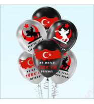 Ne Mutlu Türküm Diyene Metalik Balon, 30cm x 8 Adet