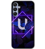 Galaxy A25 Kılıf HD Desen Baskılı Kılıf - Dark Neon Yaprak U Harfi