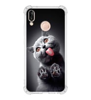 PrintiFy Huawei Mate 20 Lite Uyumlu Kedi 2 Baskılı Şeffaf Köşe Korumalı Antişok Kılıf