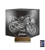 Luvivia Motosiklet Yarış Motoru Kişiye Özel 3D Lamba - Masa Gece Lambası