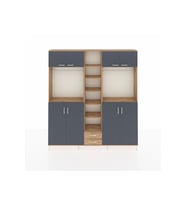 Arges Dolap 14 Raflı 2 Çekmeceli 2 Askılı 220x30x243 Çam-Antrasit/Çam