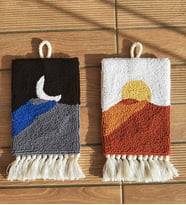 Mi-Knitting, Punch Nakışı Duvar Halısı, Dekoratif Duvar Panosu, Anneler Günü Hediyesi, Güneş ve Ay temalı Pano