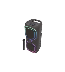 20W Mikrofonlu Karaoke Bluetooth Hoparlör Şarjlı Taşınabilir Yeni Nesil RGB Işıklı Ses Sistemi (Siyah)