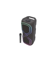 20W Mikrofonlu Karaoke Bluetooth Hoparlör Şarjlı Taşınabilir Yeni Nesil RGB Işıklı Ses Sistemi (Siyah)