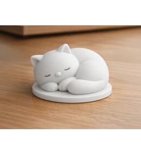 Uyuyan Kedi Figürü 3D Baskı Minimal Masaüstü Dekorasyon Aksesuarı