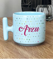 Kişiye Özel İsim Baskılı Hediye Pastel T Kupa Doğum Günü Hediyesi (Mavi)