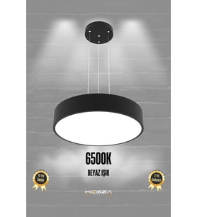 Drum 40cm (SİYAH KASA, BEYAZ IŞIK) Ledli Modern Led Avize, Salon, Mutfak, Oturma Yatak Odası, Sarkıt