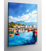 Kanvas Tablo Rıhtımda Renkli Balıkçı Tekneleri