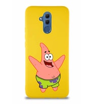 Huawei Mate 20 Lite Soft Premier Kapak Patrick Yıldız Tasarımlı Silikon Kılıf - Sarı (Şeffaf)