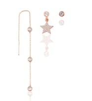 Gümüş rose zirkon taşlı yıldız kombin üçlü küpe seti  SGTL11384ROSE