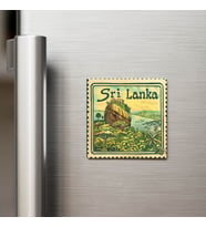 Sri Lanka Sri Lanka - Posta Pulu Temalı Ülke - Baskılı Buzdolap Magneti Kare - 9x9 cm