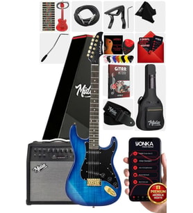 Midex GLC-40BL-50AMP Elektro Gitar Seti 50 WATT Şarjlı BT Amfi Full SET