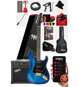 Midex GLC-40BL-50AMP Elektro Gitar Seti 50 WATT Şarjlı BT Amfi Full SET