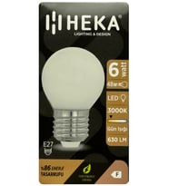 (1 Adet) Heka 6W (48W) 3000K (Sarı Işık) E27 Duylu Soft Led G45 Ampul
