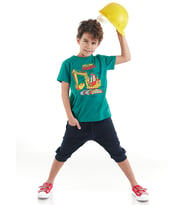 Yellow Digger Erkek Çocuk T-shirt Kapri Şort Takım (Lacivert - Yeşil)