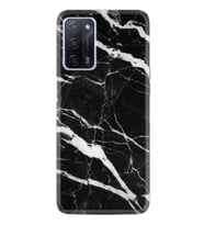 Oppo A55 Kılıf Resimli Desenli Baskılı Silikon Kılıf Siyah Şerit Mermer 1318