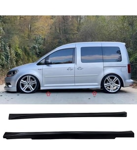 Vw Caddy Aero Yan Marşpiyel Seti Plastik 2 Adet Mat Siyah 2010-2020 karlık+ek+bodykit