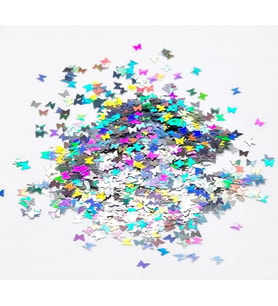 Lexroo Kelebek Figürlü Gümüş Holografik Glitter, Epoksi Reçine ve Nail Art için, 5gr