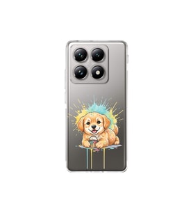 Xiaomi Mi 14T ile Uyumlu Splash Köpek Tasarımlı Şeffaf Silikon Kılıf