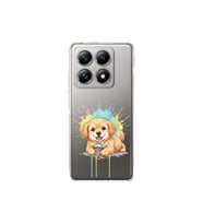 Xiaomi Mi 14T ile Uyumlu Splash Köpek Tasarımlı Şeffaf Silikon Kılıf