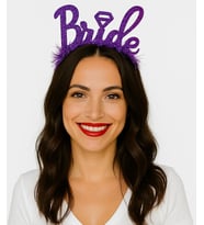 Mor Renk Bekarlığa Veda İtalik Yazı Alyanslı Bride Taç