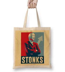 Stonks Vintage Aesthetic 01 Bez Çanta Uzun Saplı