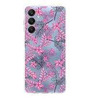 PrintiFy Samsung A25 Uyumlu Kamera Korumalı Floral Pembe Tasarımlı Şeffaf Silikon Kılıf