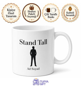 Stand Tall Baskılı Dik Dur İngilizce Motivasyon Kahve Kupası Hediye Bardak